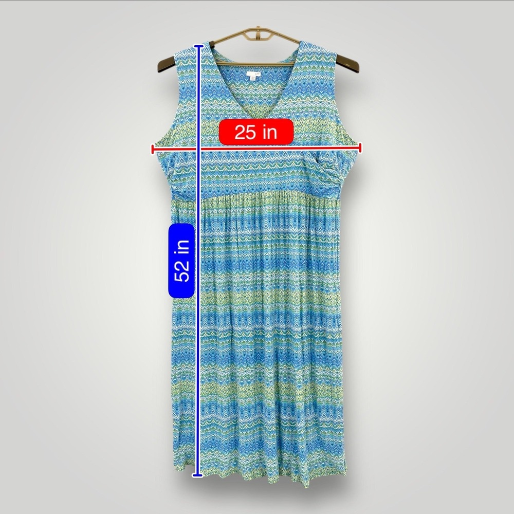 J. Jill Dress Womens 3X Blue Chevron Maxi Sleeveless V Neck Jersey Summer - Picture 7 of 7